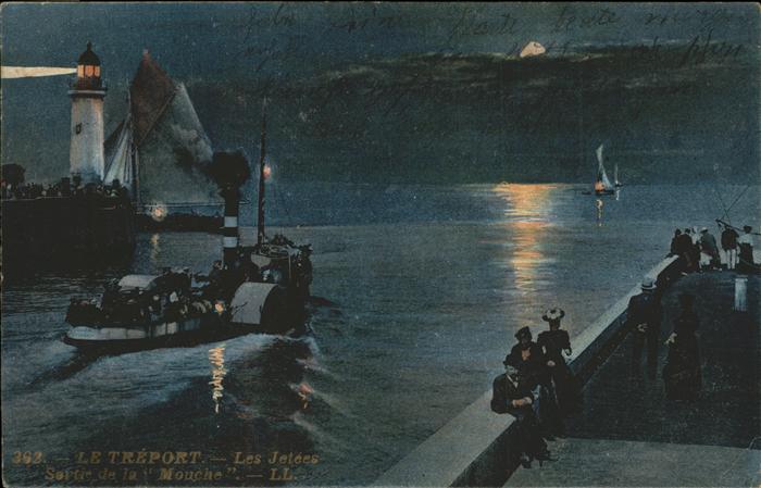 Leuchtturm Lighthouse Dampfer Le Treport Les Jetees