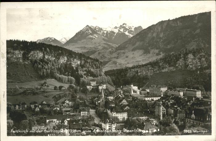 Feldkirch Vorarlberg Panorama mit Gurtisspitz Blick vom Ardetzenberg