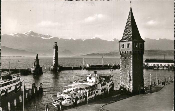 Dampfer Binnenschifffahrt Leuchtturm Lindau-Bodensee Hafen