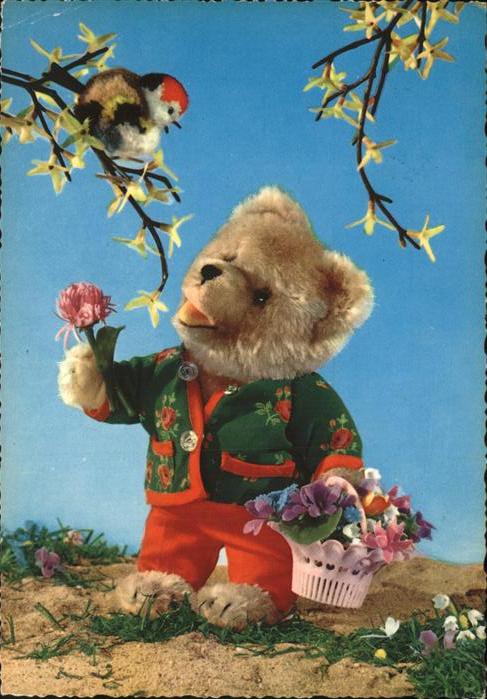 Teddy Teddybaer Teddy-bear Blumen Vogel