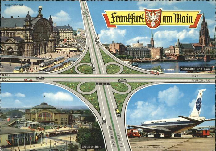 Autobahn Frankfurt am Main Flugzeug Strassenbahn