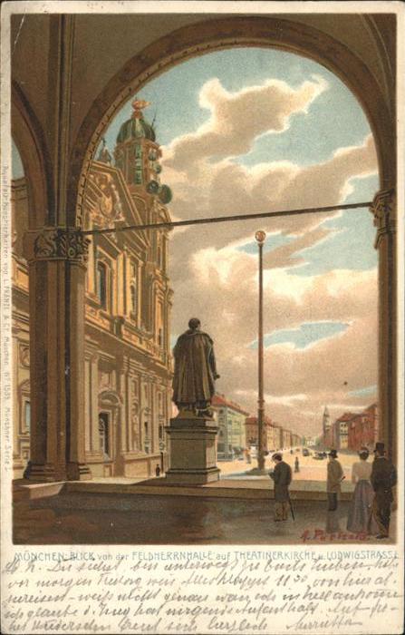 Kuenstlerkarte München Theatinerkirche Ludwigstrasse