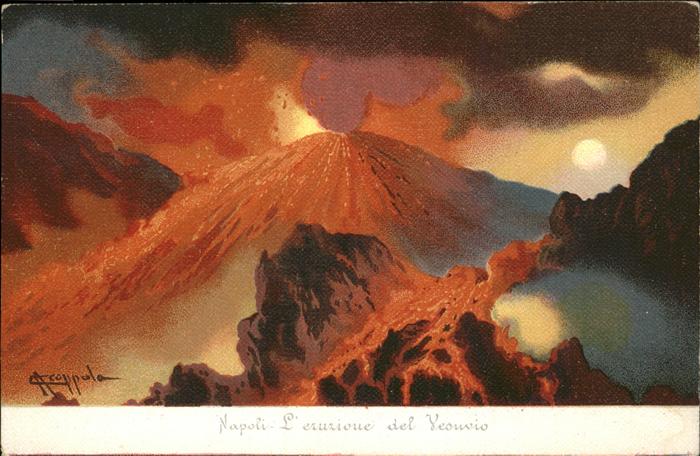 Vulkane Geysire Vulcans Geysers Napoli Vesuvio eruzione Künstlerkarte