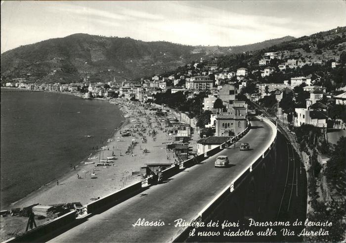 ALASSIO Savona Liguria IT Panorama da levante il nuovo viadotto s