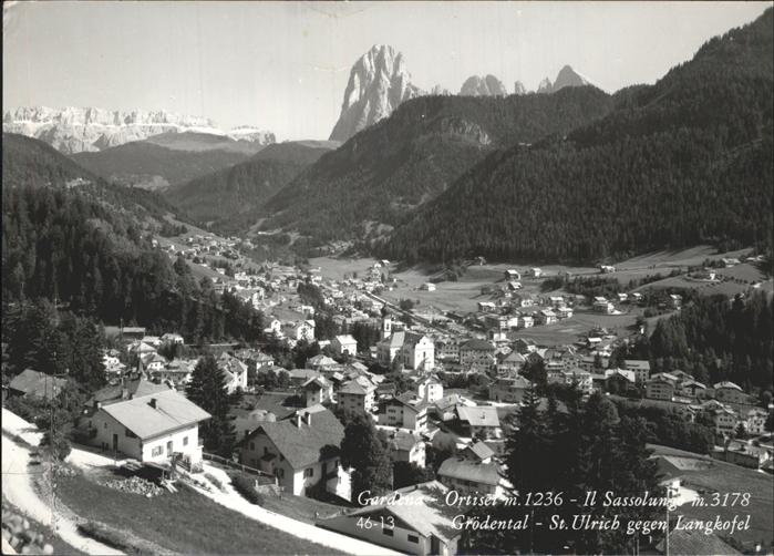 St Ulrich Groeden Tirol Panorama gegen Langkofel und Sella