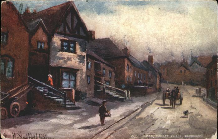 Ashbourne Derbyshire Dales Kuenstlerkarte Old House