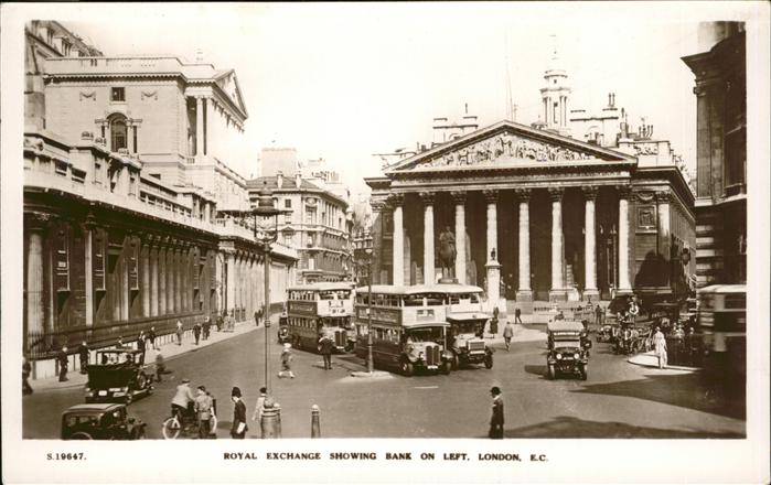 London Royal Exchange Showing Bank Autobus