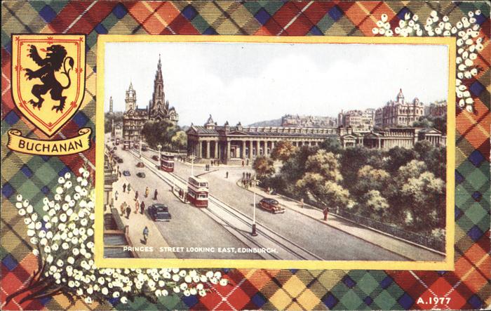 Edingburgh Grossbritannien Buchanan Wappen Princes Street Strassenbahn