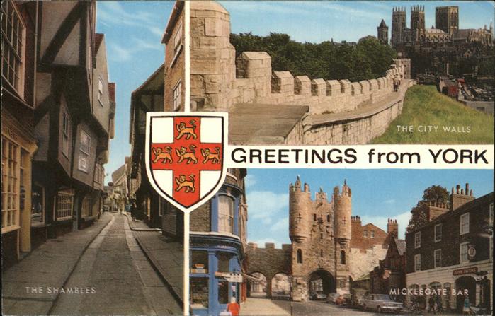 York UK Shambles City Walls Micklegate Bar Wappen