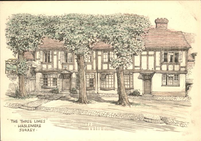 Haslemere Waverley Surrey UK The Three Limes Kuenstlerkarte Zeichnung