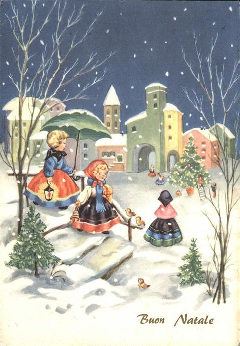 Italien Italia Italy Buon Natale Winter Grusskarte