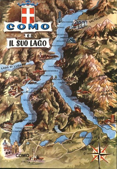 Lago di Como Landkarte Il Suo Lago Como Valtellina