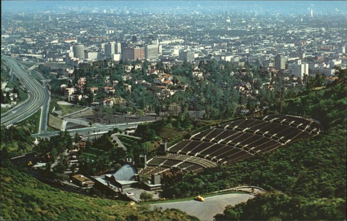 Hollywood California View from Hollywood Hills Hollywood Bowl Freeway Los Angele