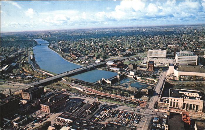 Rochester New York View from top of Xerox Square Office Building Bridge
