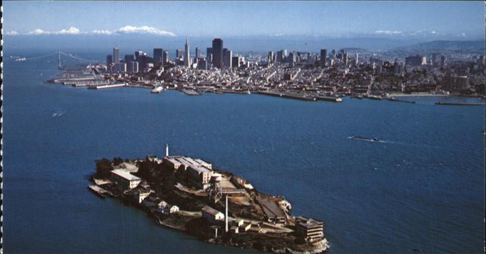 San Francisco California Alcatraz Island aerial view