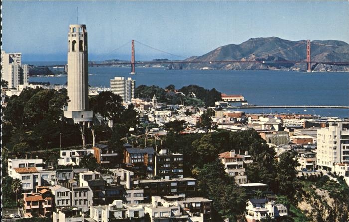 San Francisco California Coit Tower Golden Gate Bridge