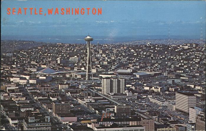 Seattle View towards Puget Sound with Space Needle Space Center