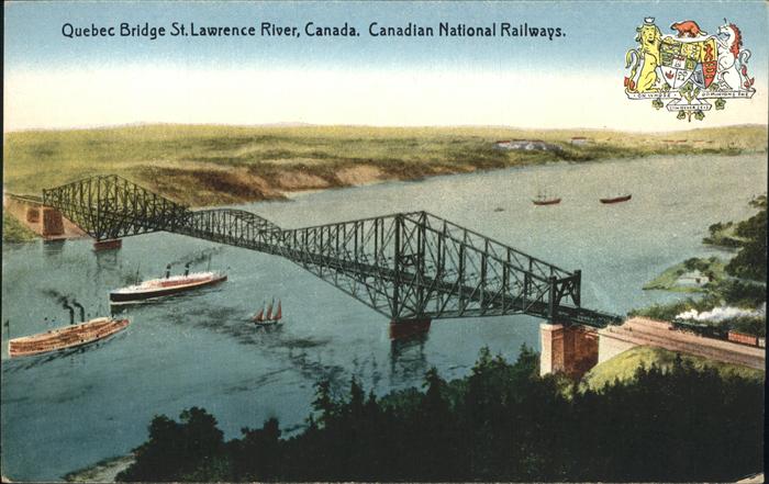 Quebec Bridge St. Lawrence River Canadian National Railways Steamer