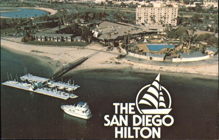 San Diego California Hilton Hotel on Mission Bay aerial view