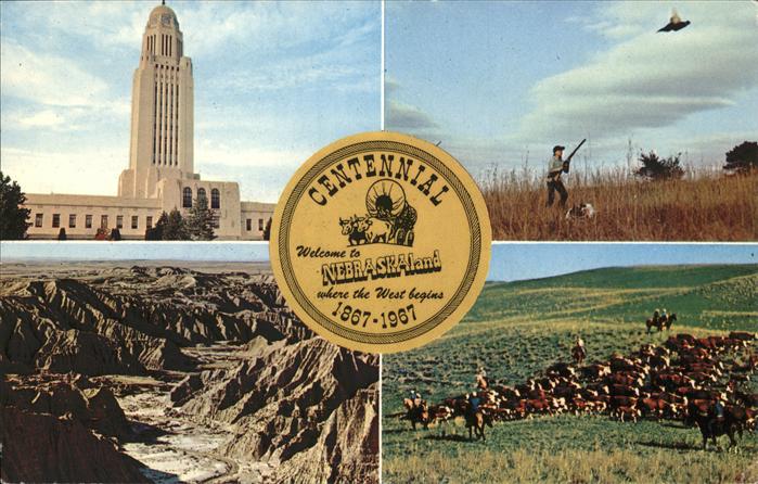 Omaha Nebraska Nebraska Centennial Year State Capitol scenic Badlands Hunter San