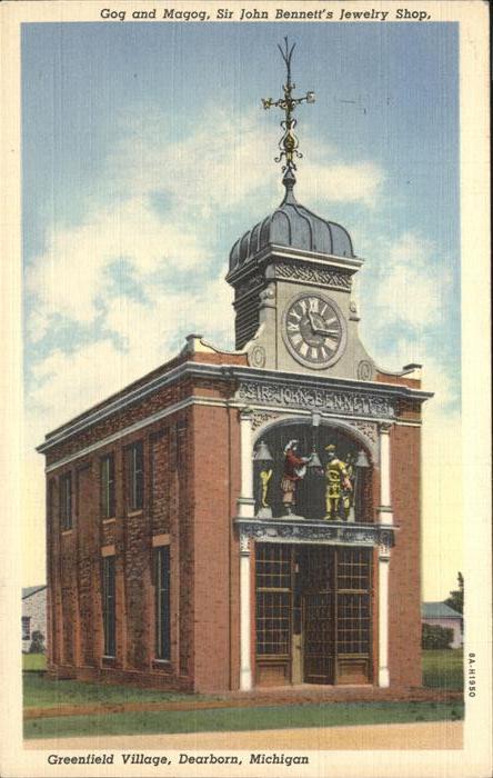 Dearborn Michigan Greenfield Village Gog and Magog Sir John Bennett's Jewelry Sh