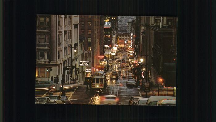 San Francisco California Cable Cars Powell Street Hill at twilight time