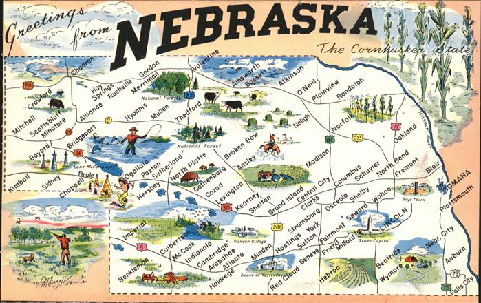 Lincoln Nebraska Map of the Cornhusker State