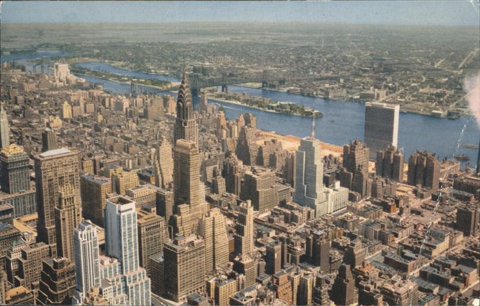 New York City View from Empire State Building Chryler Building United Nations Ea