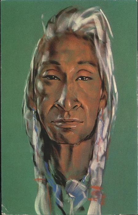 Vancouver British Columbia Indian Chief Pastel Painting by Gerda Christofferson