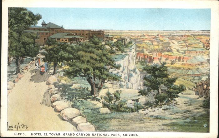 Grand Canyon Hotel El Tovar Painting by Louis Akin