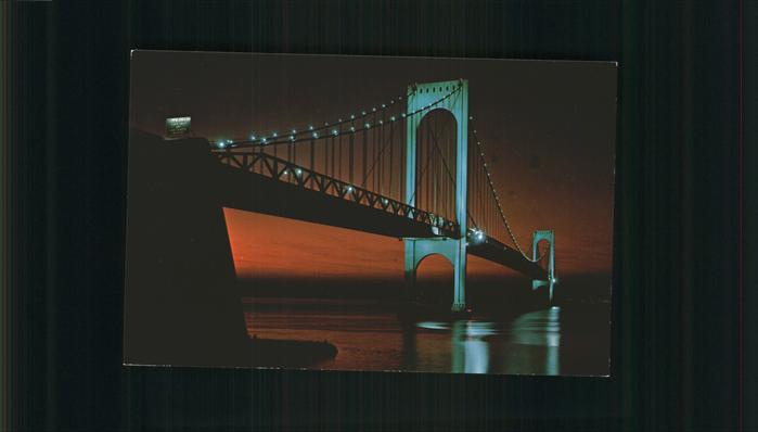 New York City Bronx Whitestone Bridge illuminated East River