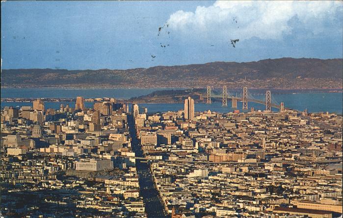 San Francisco California Panorama seen from Twin Peaks Market Street Bay Bridge