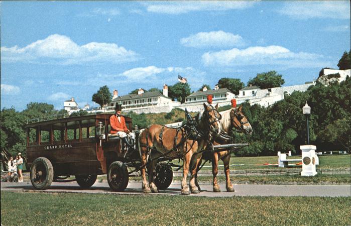 Mackinac Island Grand Hotel Bus Horses Historic Old Fort Father Marquette Park