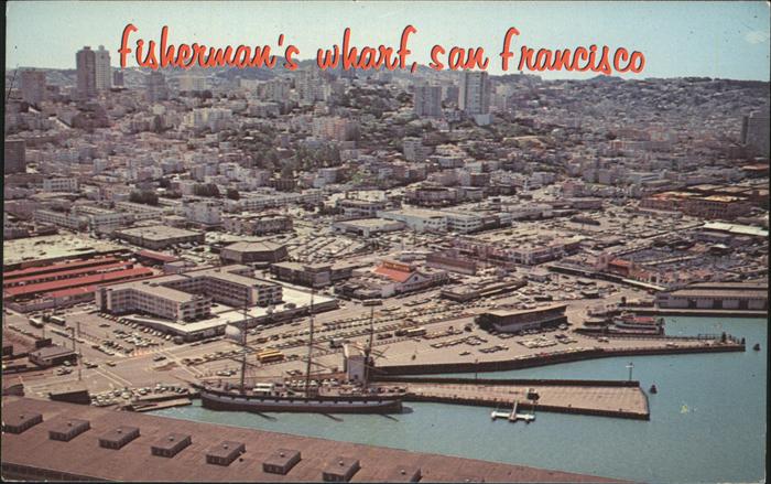 San Francisco California Fisherman's Wharf Golden Gate Bridge aerial view