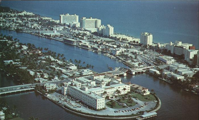 Miami Beach North Beach Hotel Row St. Francis Hospital Bridge aerial view