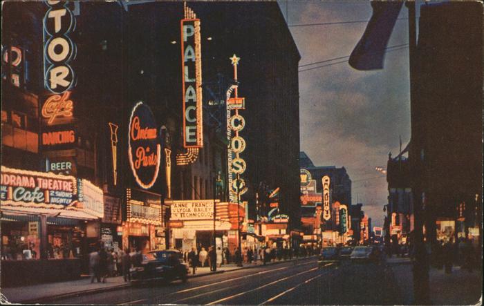 Montreal Quebec St. Catherine Street at night