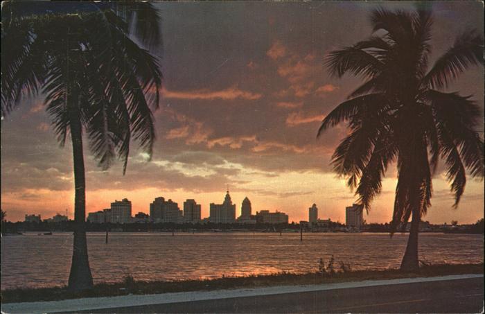 Miami Florida Panorama at sunset