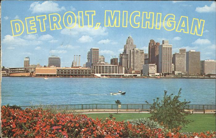 Detroit Michigan River Skyline Civic Center Dieppe Park Windsor