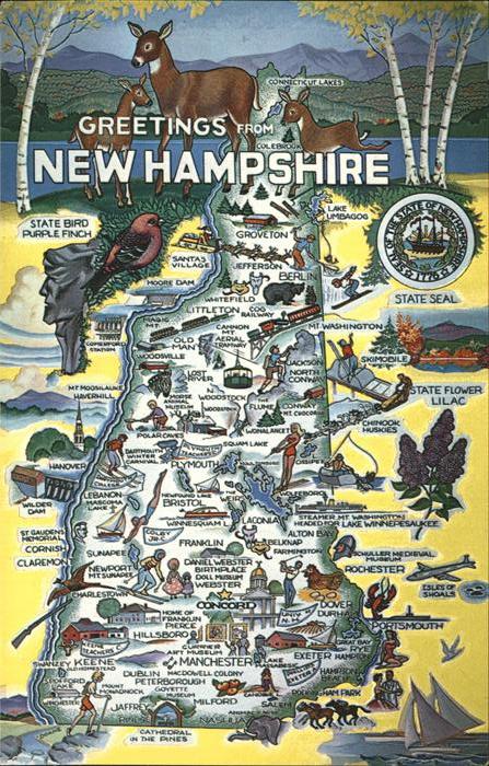 Concord New Hampshire Pictorial Map Points of Interest of Scenic Painting by Luc