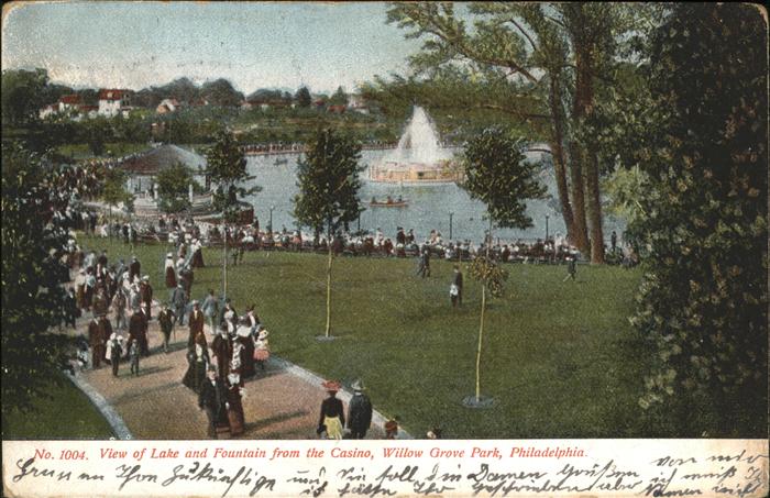 Philadelphia Pennsylvania View of Lake and Fountain from the Casino Willow Grove