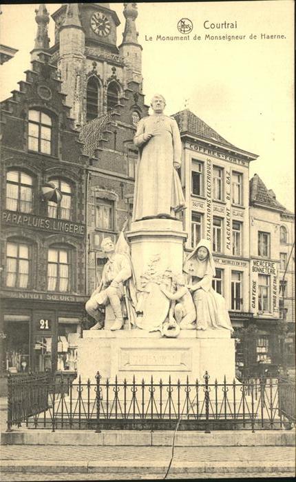 Courtrai KORTRIJK Flandre Belgie Le Monument de Monseigneur de Haerne