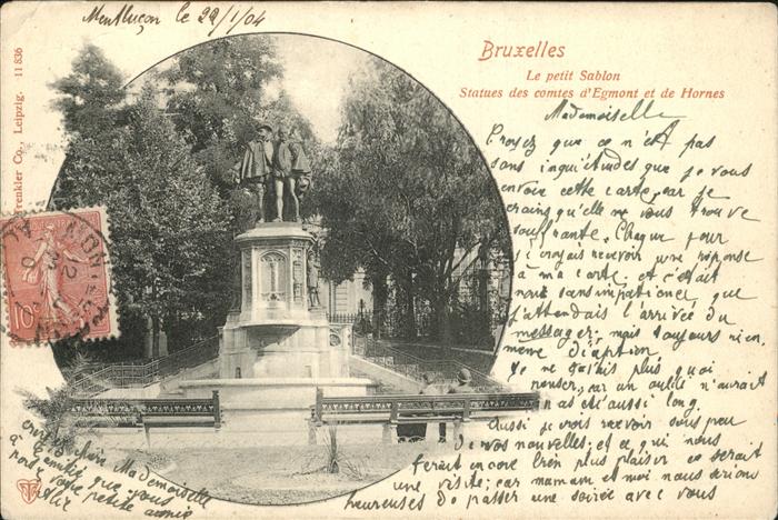Bruessel Bruxelles Le petit Sablon Statues des comtes d`Egmont et de Hornes