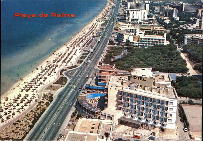 Palma de Mallorca Playa de Palma Hotelanlagen Strand Uferstrasse Fliegeraufnahme