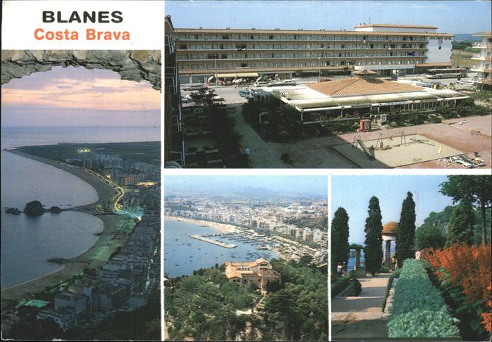 Blanes Fliegeraufnahme am Abend Hotel Esplendid Hafen Promenade Park Pavillon