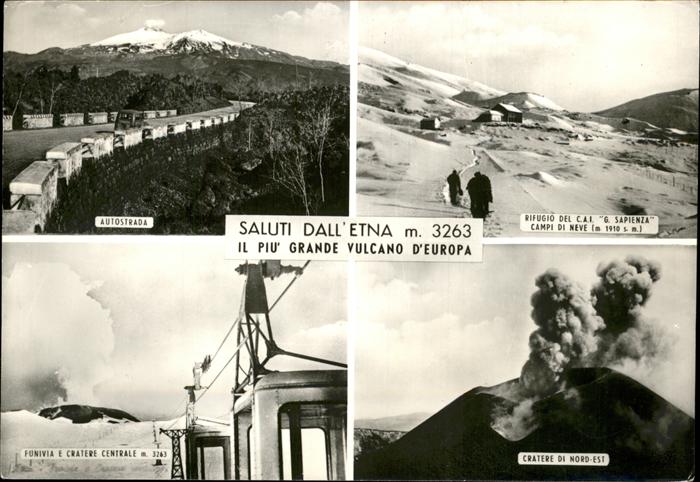 Catania Etna Autostrada Vunivia e Cratere Rifugio del C.A.I. Campi di Neve Aetna