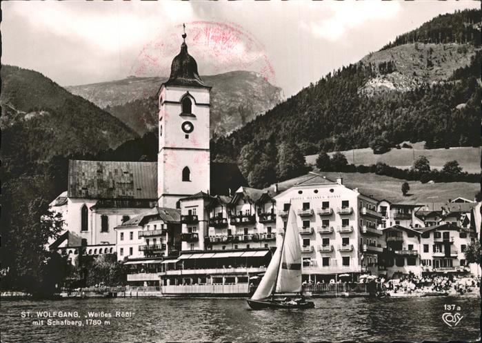 St Wolfgang Wolfgangsee Hotel Weisses R?ssl Kirche Segelboot Wolfgangsee Schafbe