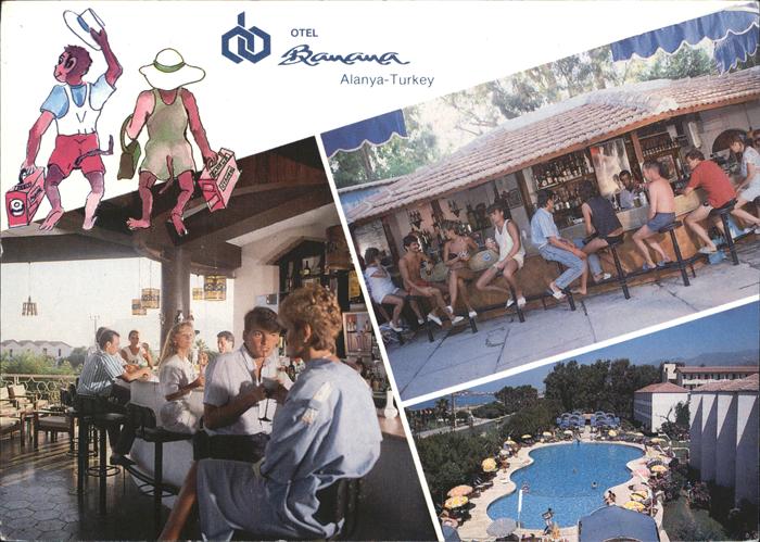 Alanya Hotel Banana Restaurant Bar Swimming Pool Karikatur