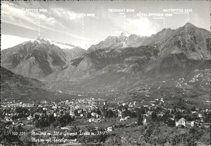 Merano Meran Panorama e Gruppo Tessa Texelgruppe oetztaler Alpen