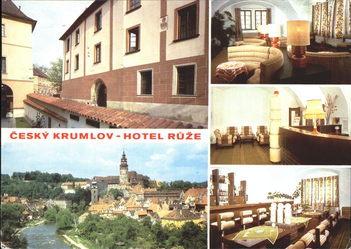 Cesky Krumlov Hotel Ruze Ortsansicht mit Kirche