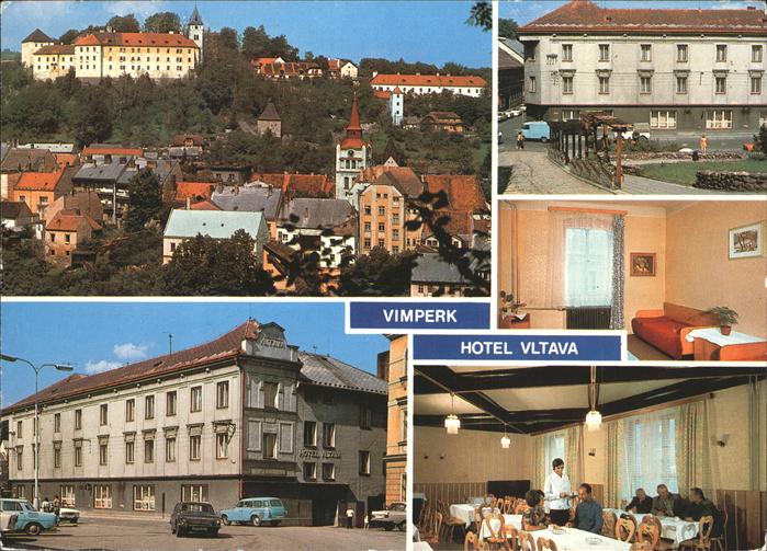 Vimperk Teilansicht mit Kirche Schloss Hotel Vltava